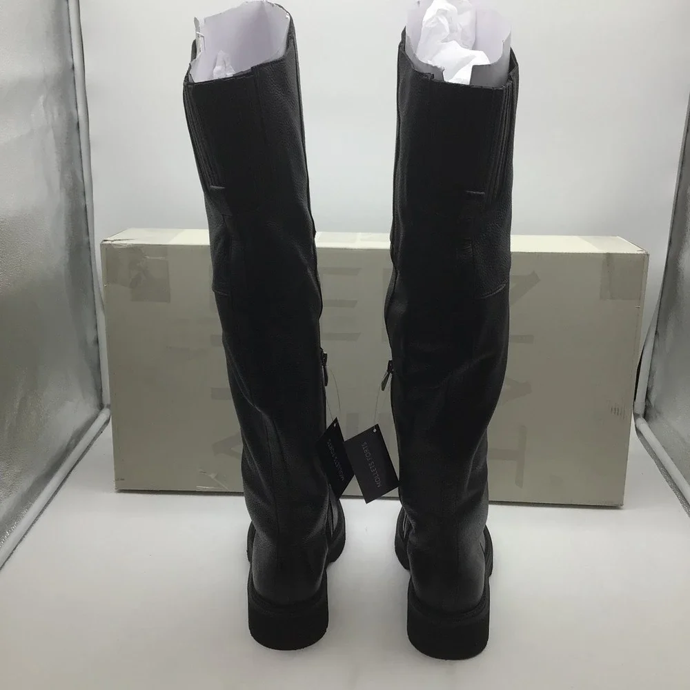 Naturalizer Scarlette Black Leather Over The‎ Knee Wide Calf Boots Womens 9W NEW